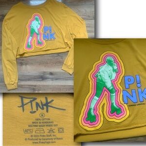 P!NK  Summer Carnival Cropped L/S Tee M EUC